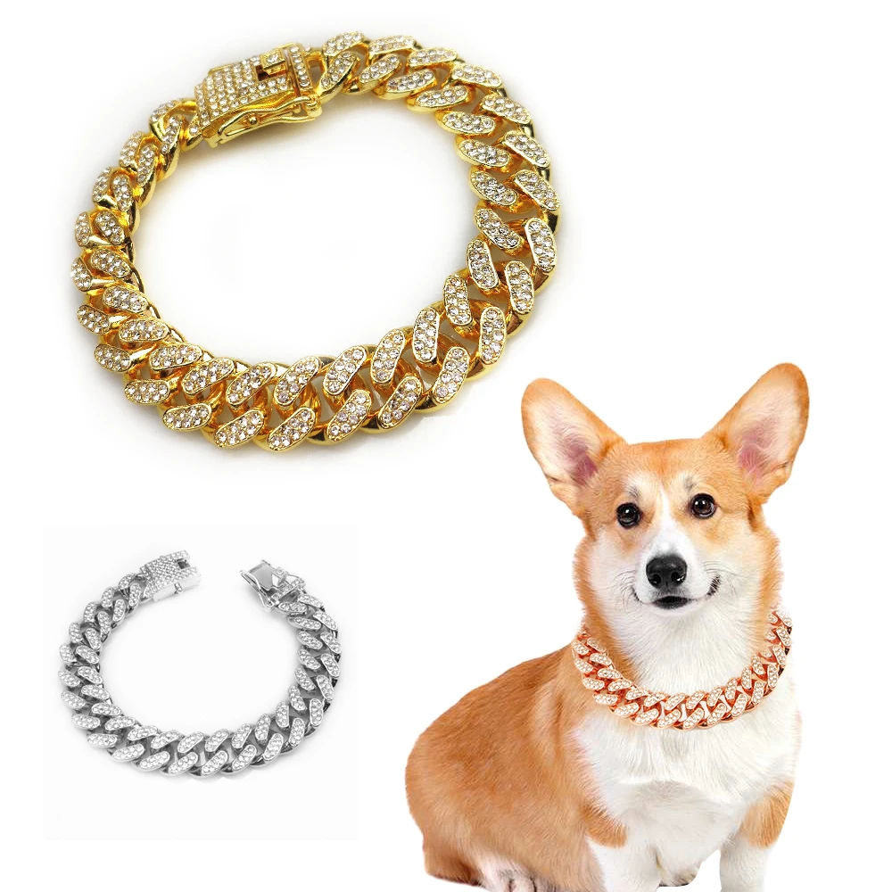Chain Quick Link - Rhinestone Köpek Zincir Yaka Metal Güçlü